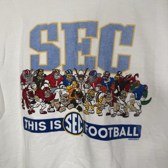 SEC Football Mascots Sweatshirt Men's Large White NCAA Southeastern Conference - Picture 3 of 10